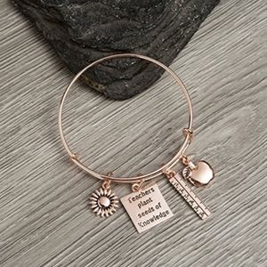 2 Rose Gold Teacher Bangle Bracelet